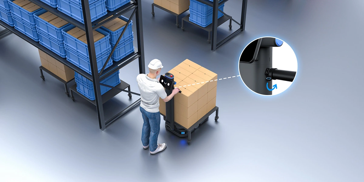 Operador a utilizar o botão de assistência do T600