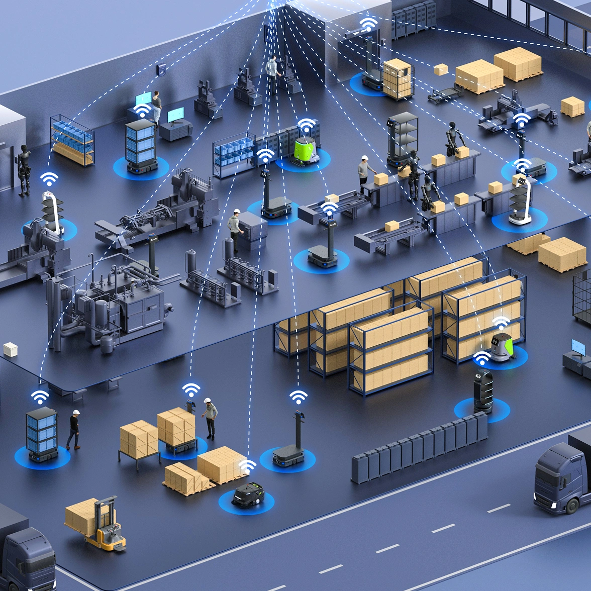 Rede industrial de robôs compatíveis